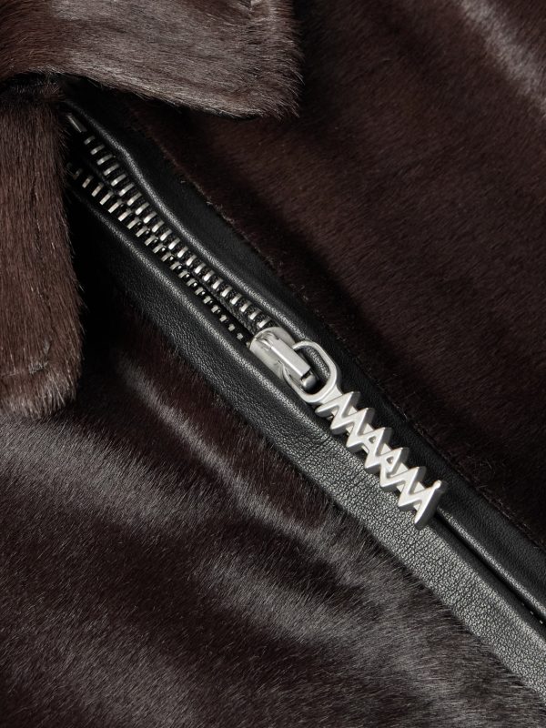 Leather-Trimmed Calf Hair Jacket - CU