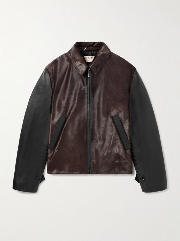 Leather-Trimmed Calf Hair Jacket
