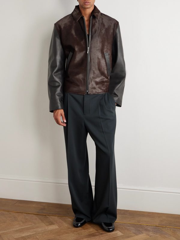 Leather-Trimmed Calf Hair Jacket - OU