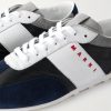 Logo-Embroidered Suede-Trimmed Leather Sneakers - CU Logo-Embroidered Suede-Trimmed Leather Sneakers - CU