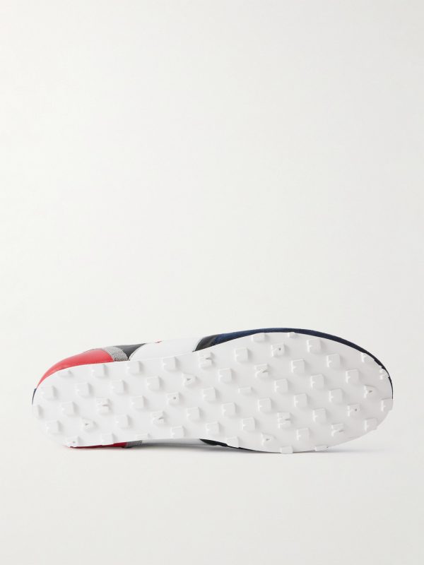 Logo-Embroidered Suede-Trimmed Leather Sneakers - E1 Logo-Embroidered Suede-Trimmed Leather Sneakers - E1