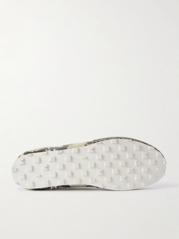 Logo-Embroidered Croc and Snake-Effect Leather Sneakers - E1 Logo-Embroidered Croc and Snake-Effect Leather Sneakers - E1