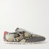 Logo-Embroidered Croc and Snake-Effect Leather Sneakers Logo-Embroidered Croc and Snake-Effect Leather Sneakers