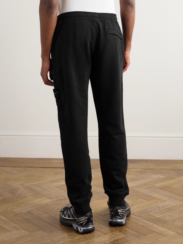 Tapered Logo-Appliquéd Organic Cotton-Jersey Sweatpants - BK