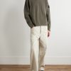 Logo-Appliquéd Grosgrain-Trimmed Garment-Dyed Ribbed Wool-Blend Sweatshirt - OU