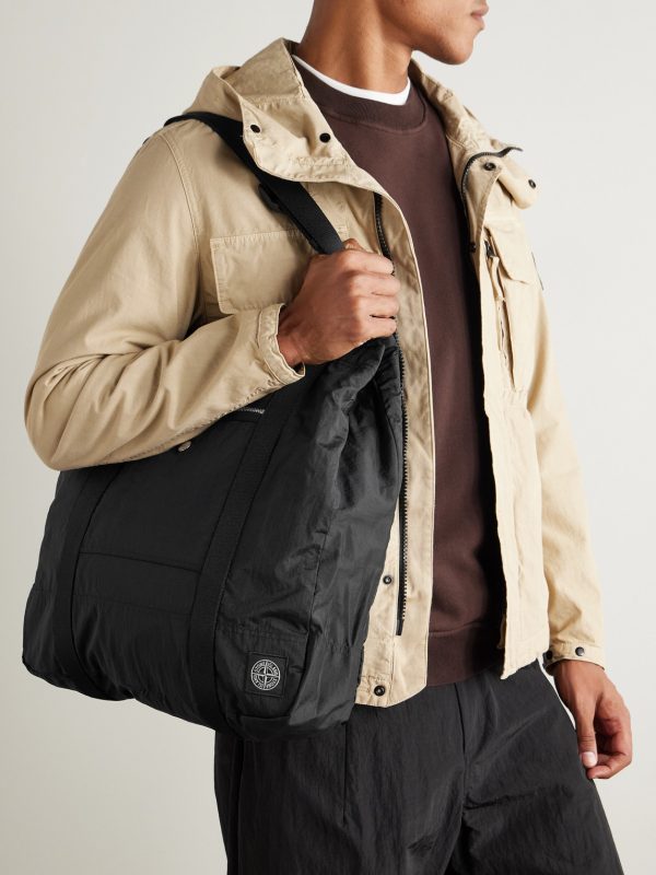 Webbing-Trimmed Recycled-Shell Tote Bag - OU