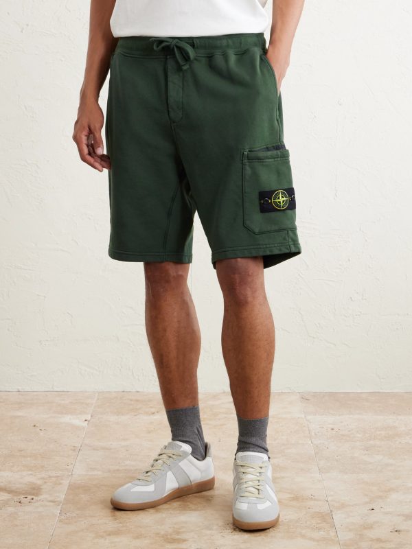 Straight-Leg Garment-Dyed Organic Cotton-Fleece Drawstring Shorts - FR