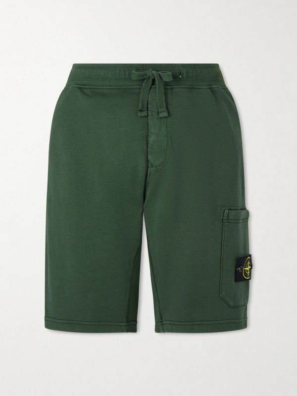Straight-Leg Garment-Dyed Organic Cotton-Fleece Drawstring Shorts