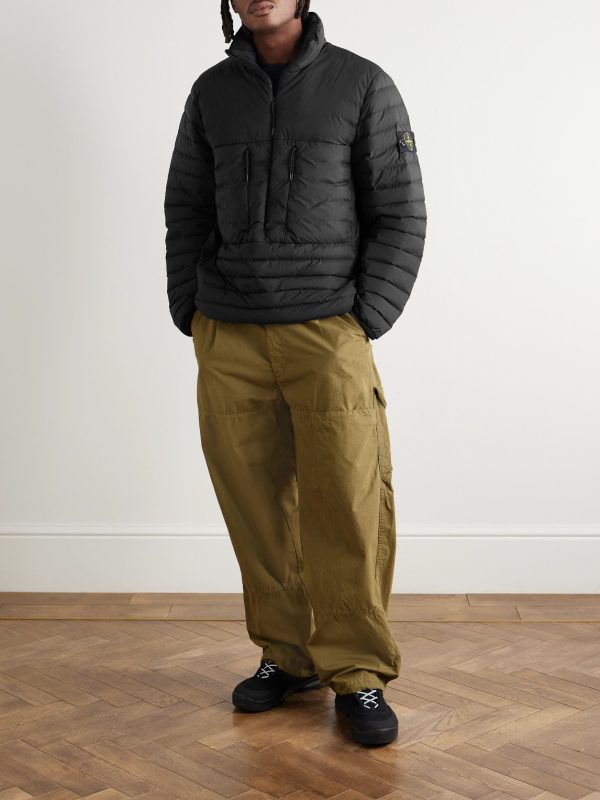 Logo-Appliquéd Quilted Shell Half-Zip Down Jacket - OU Logo-Appliquéd Quilted Shell Half-Zip Down Jacket - OU
