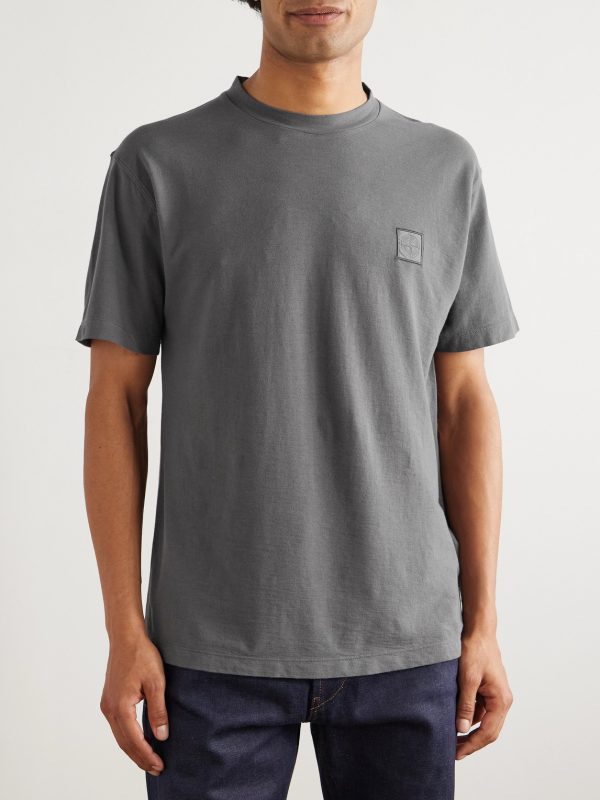 STONE ISLAND GHOST Logo-Appliquéd Cotton-Jersey T-Shirt - FR STONE ISLAND GHOST Logo-Appliquéd Cotton-Jersey T-Shirt - FR