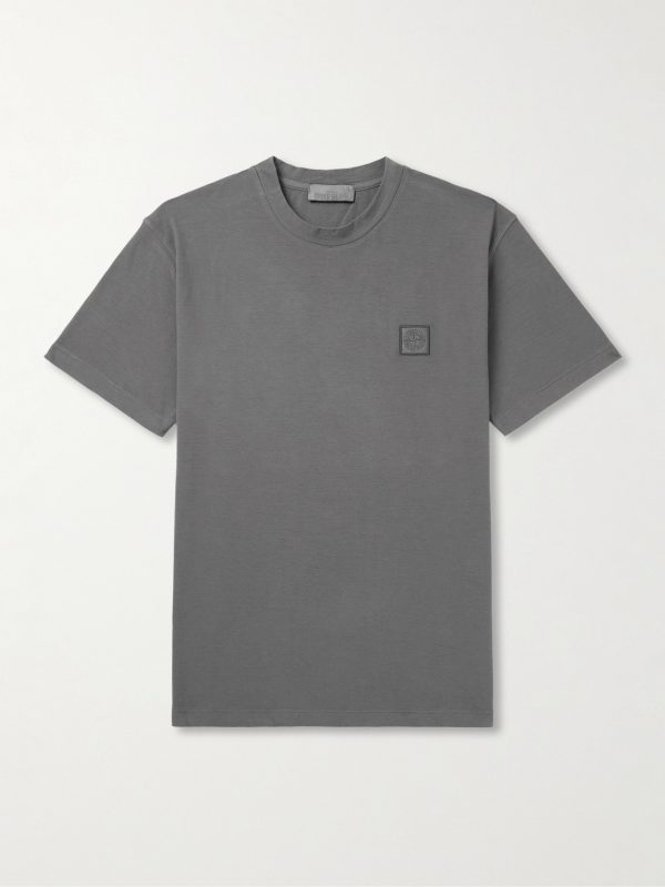 STONE ISLAND GHOST Logo-Appliquéd Cotton-Jersey T-Shirt STONE ISLAND GHOST Logo-Appliquéd Cotton-Jersey T-Shirt