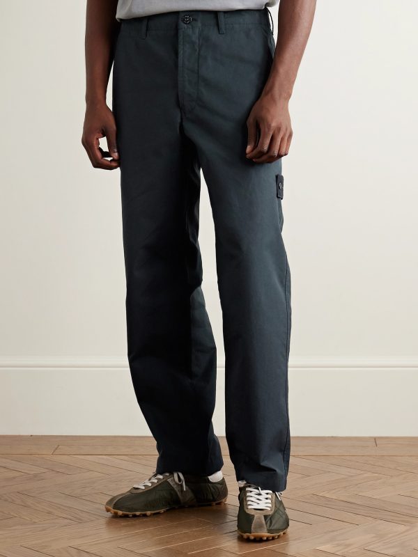 STONE ISLAND GHOST Straight-Leg Logo-Appliquéd Organic Cotton Chinos - FR STONE ISLAND GHOST Straight-Leg Logo-Appliquéd Organic Cotton Chinos - FR
