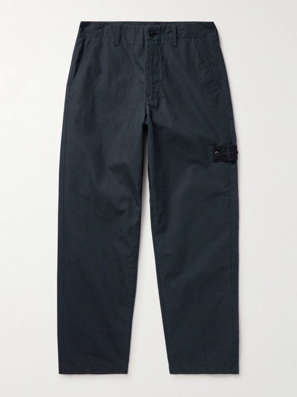 STONE ISLAND GHOST Straight-Leg Logo-Appliquéd Organic Cotton Chinos STONE ISLAND GHOST Straight-Leg Logo-Appliquéd Organic Cotton Chinos