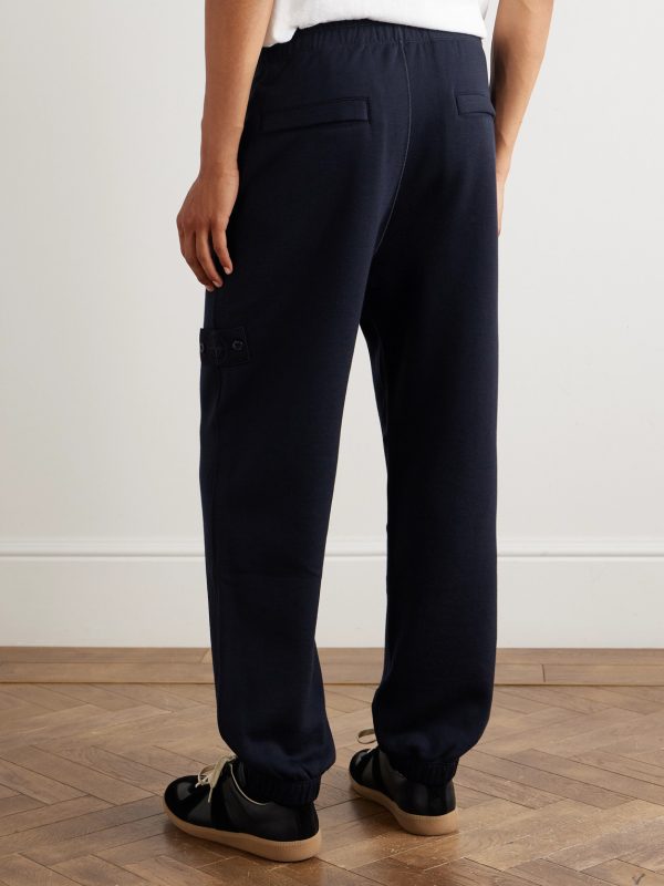 STONE ISLAND GHOST Tapered Wool and Cotton-Blend Jersey Sweatpants - BK STONE ISLAND GHOST Tapered Wool and Cotton-Blend Jersey Sweatpants - BK