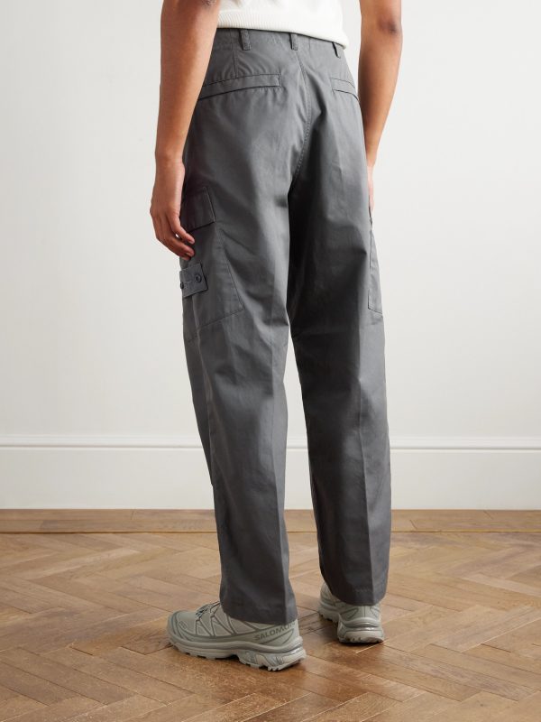 STONE ISLAND GHOST Straight-Leg Logo-Appliquéd Cotton Cargo Trousers - BK STONE ISLAND GHOST Straight-Leg Logo-Appliquéd Cotton Cargo Trousers - BK