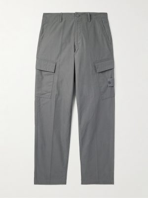 STONE ISLAND GHOST Straight-Leg Logo-Appliquéd Cotton Cargo Trousers STONE ISLAND GHOST Straight-Leg Logo-Appliquéd Cotton Cargo Trousers