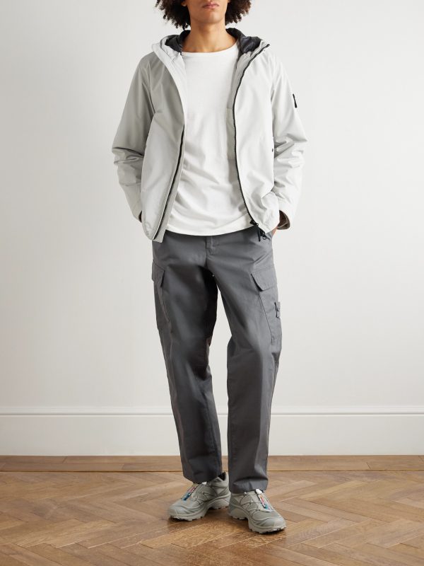 STONE ISLAND GHOST Straight-Leg Logo-Appliquéd Cotton Cargo Trousers - OU STONE ISLAND GHOST Straight-Leg Logo-Appliquéd Cotton Cargo Trousers - OU