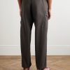 STONE ISLAND GHOST Straight-Leg Logo-Appliquéd Cotton Cargo Trousers - BK
