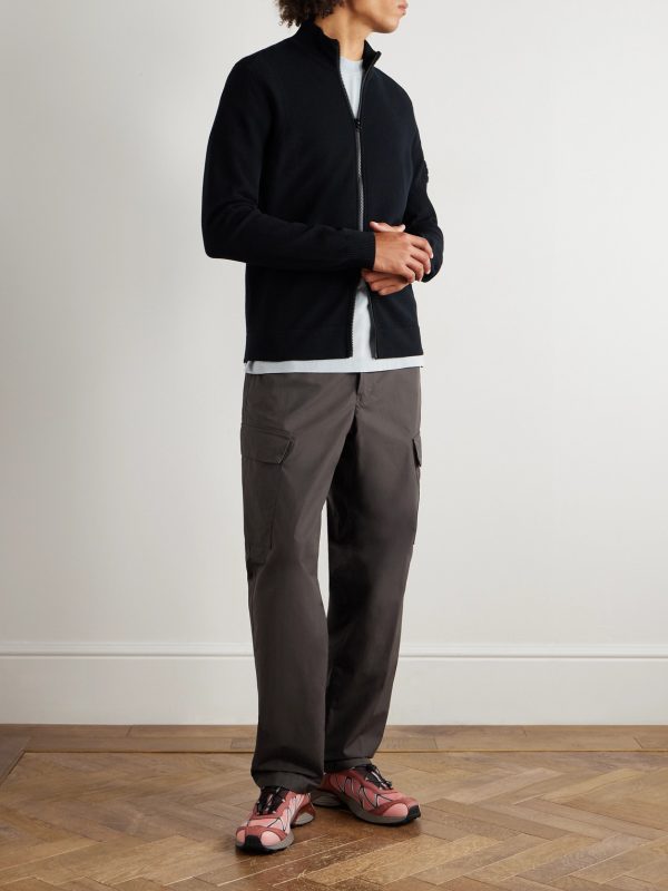 STONE ISLAND GHOST Straight-Leg Logo-Appliquéd Cotton Cargo Trousers - OU