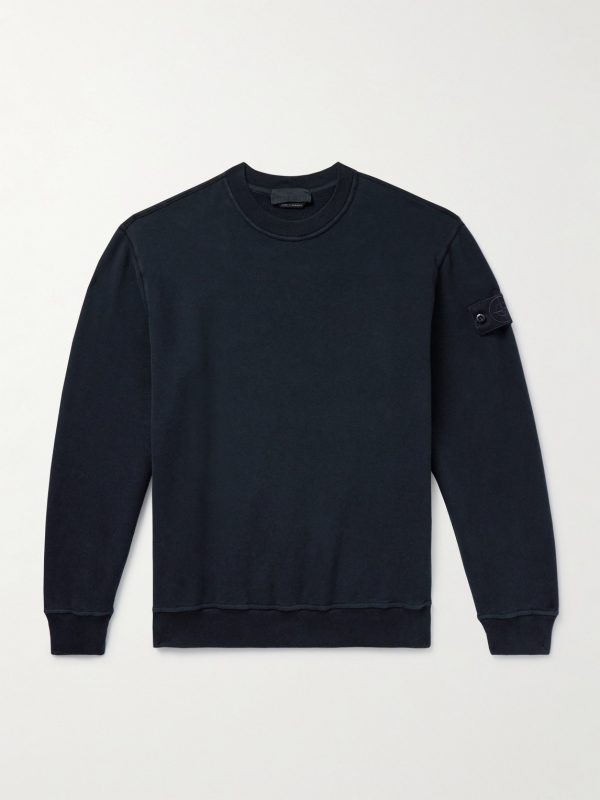 STONE ISLAND GHOST Logo-Appliquéd Organic Cotton-Jersey Sweatshirt