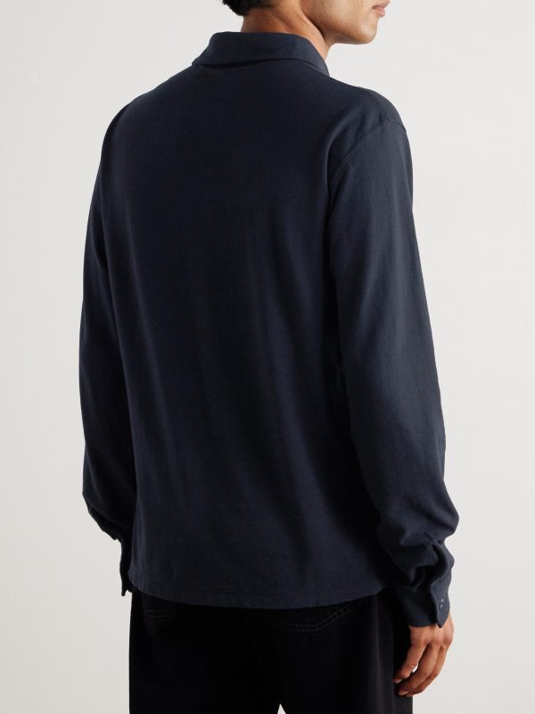 STONE ISLAND GHOST Logo-Appliquéd Cotton-Jersey Polo Shirt - BK STONE ISLAND GHOST Logo-Appliquéd Cotton-Jersey Polo Shirt - BK