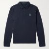 STONE ISLAND GHOST Logo-Appliquéd Cotton-Jersey Polo Shirt STONE ISLAND GHOST Logo-Appliquéd Cotton-Jersey Polo Shirt