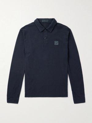 STONE ISLAND GHOST Logo-Appliquéd Cotton-Jersey Polo Shirt STONE ISLAND GHOST Logo-Appliquéd Cotton-Jersey Polo Shirt