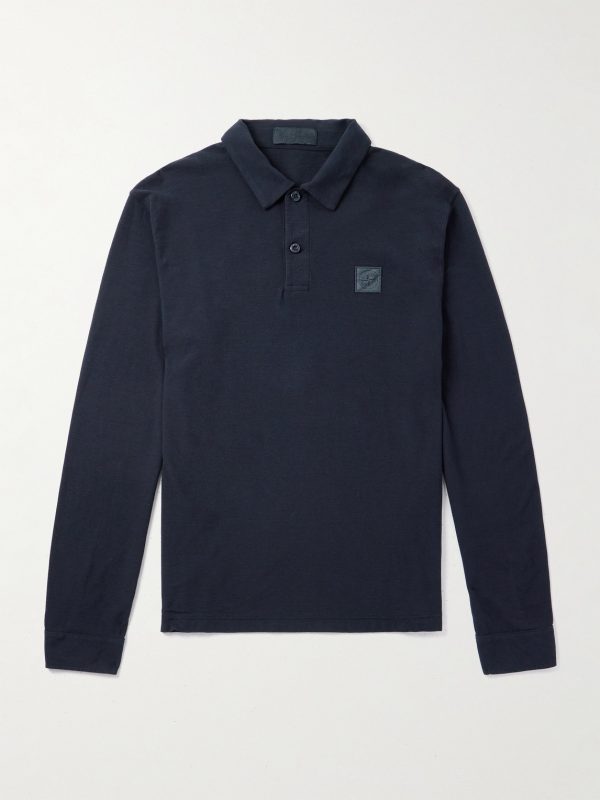 STONE ISLAND GHOST Logo-Appliquéd Cotton-Jersey Polo Shirt STONE ISLAND GHOST Logo-Appliquéd Cotton-Jersey Polo Shirt