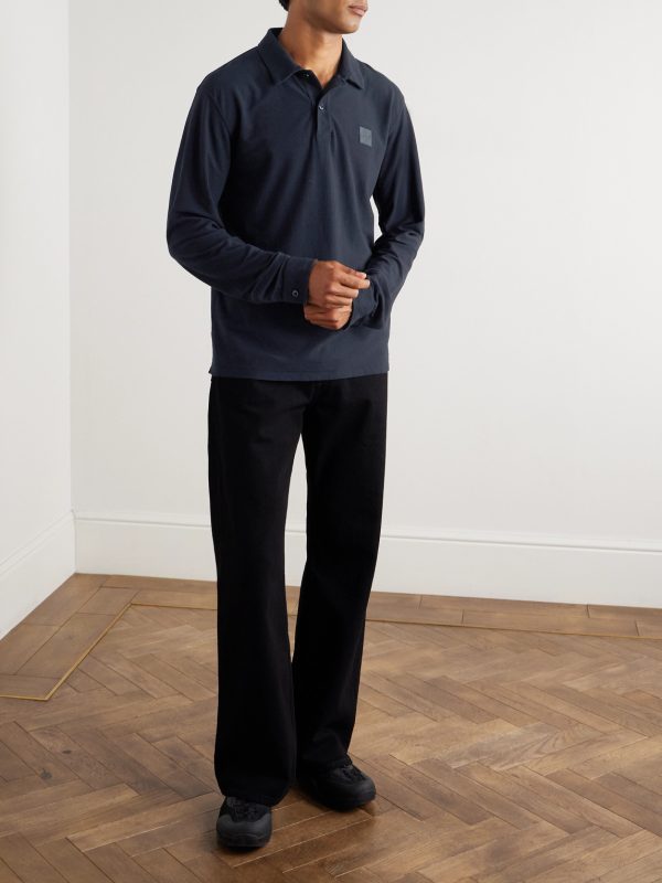 STONE ISLAND GHOST Logo-Appliquéd Cotton-Jersey Polo Shirt - OU STONE ISLAND GHOST Logo-Appliquéd Cotton-Jersey Polo Shirt - OU