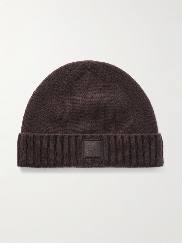 STONE ISLAND GHOST Logo-Appliquéd Cashmere Beanie STONE ISLAND GHOST Logo-Appliquéd Cashmere Beanie