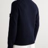 STONE ISLAND GHOST Waffle-Knit Virgin Wool Zip-Up Cardigan - BK STONE ISLAND GHOST Waffle-Knit Virgin Wool Zip-Up Cardigan - BK