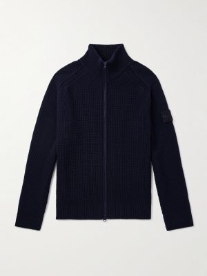 STONE ISLAND GHOST Waffle-Knit Virgin Wool Zip-Up Cardigan STONE ISLAND GHOST Waffle-Knit Virgin Wool Zip-Up Cardigan