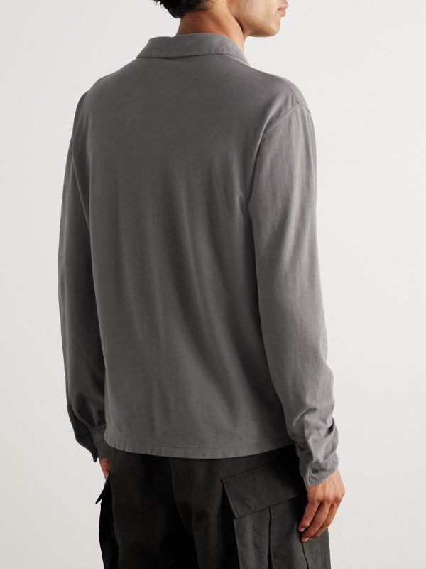 STONE ISLAND GHOST Logo-Appliquéd Cotton-Jersey Polo Shirt - BK STONE ISLAND GHOST Logo-Appliquéd Cotton-Jersey Polo Shirt - BK