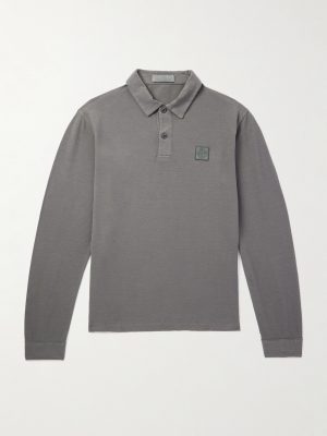 STONE ISLAND GHOST Logo-Appliquéd Cotton-Jersey Polo Shirt STONE ISLAND GHOST Logo-Appliquéd Cotton-Jersey Polo Shirt
