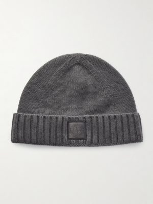 STONE ISLAND GHOST Logo-Appliquéd Cashmere Beanie STONE ISLAND GHOST Logo-Appliquéd Cashmere Beanie