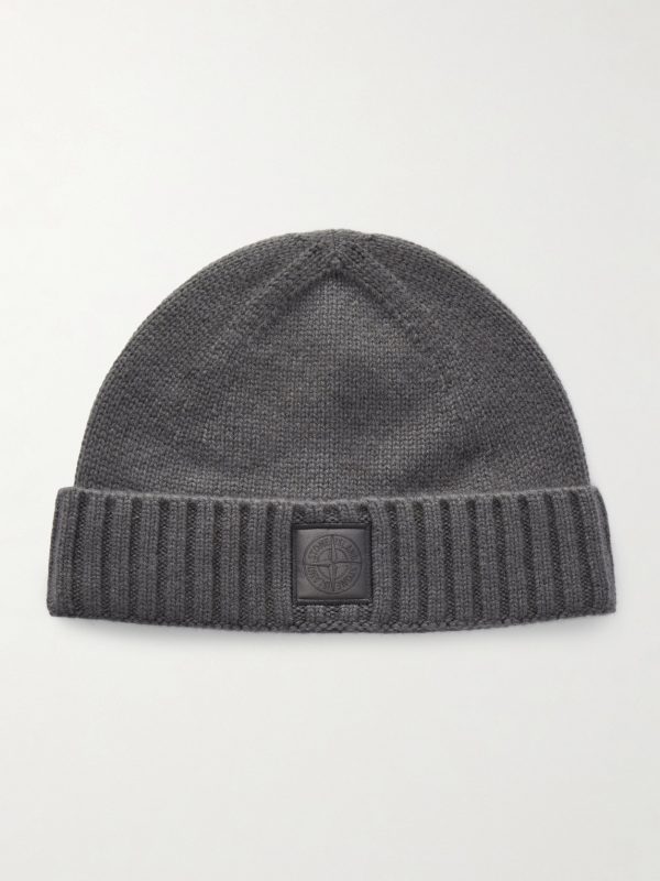 STONE ISLAND GHOST Logo-Appliquéd Cashmere Beanie