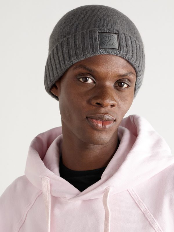 STONE ISLAND GHOST Logo-Appliquéd Cashmere Beanie - OU