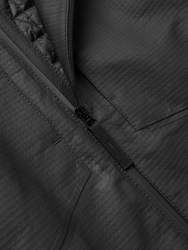 Logo-Appliquéd Padded Leather-Ripstop Hooded Jacket - CU