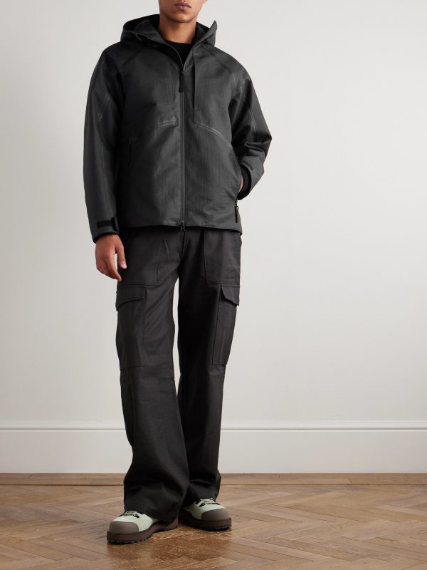 Logo-Appliquéd Padded Leather-Ripstop Hooded Jacket - OU