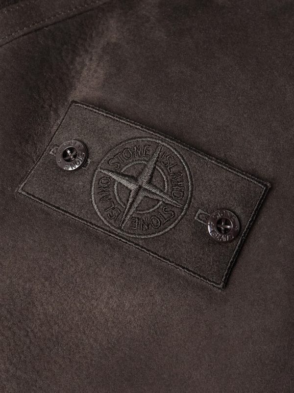 STONE ISLAND GHOST Logo-Appliquéd Shearling Hooded Jacket - E1 STONE ISLAND GHOST Logo-Appliquéd Shearling Hooded Jacket - E1