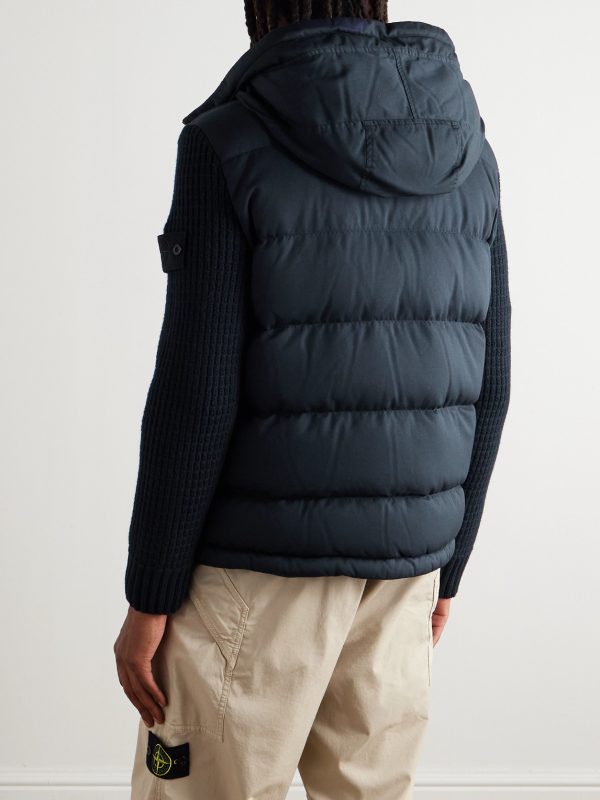 STONE ISLAND GHOST Quilted Virgin Wool-Twill Hooded Down Jacket - BK STONE ISLAND GHOST Quilted Virgin Wool-Twill Hooded Down Jacket - BK