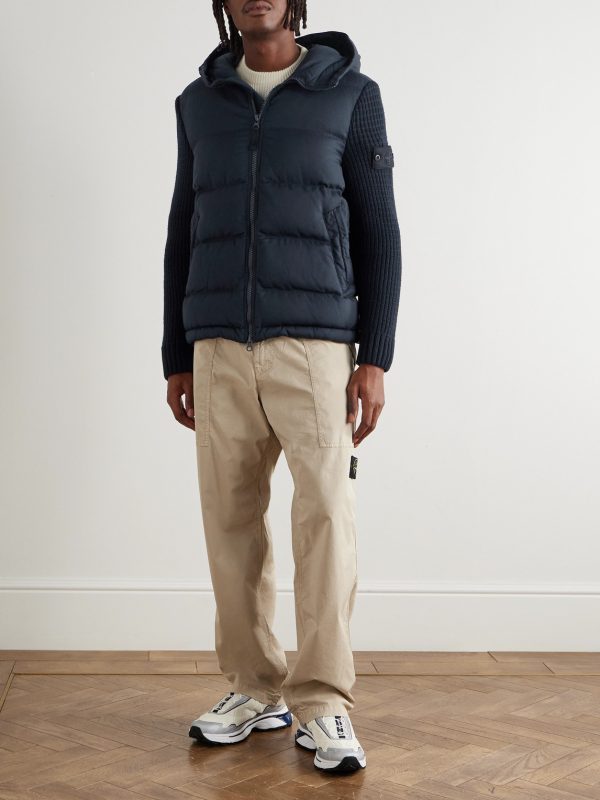 STONE ISLAND GHOST Quilted Virgin Wool-Twill Hooded Down Jacket - OU STONE ISLAND GHOST Quilted Virgin Wool-Twill Hooded Down Jacket - OU