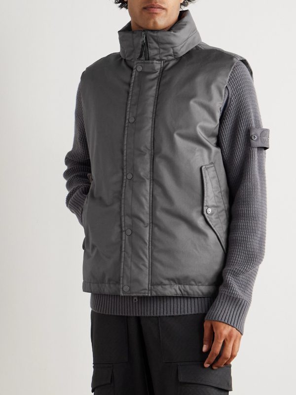 STONE ISLAND GHOST Coated Virgin Wool-Twill Down Gilet - FR