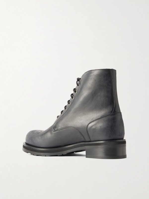 Lug Sole Lace Up Leather Boots - BK Lug Sole Lace Up Leather Boots - BK