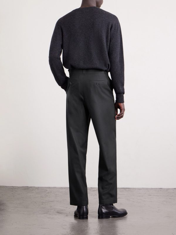Ottis Straight-Leg Virgin Wool-Flannel Trousers - BK Ottis Straight-Leg Virgin Wool-Flannel Trousers - BK