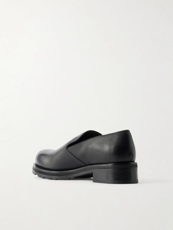 Lug Sole Slip On Leather Loafers - BK Lug Sole Slip On Leather Loafers - BK
