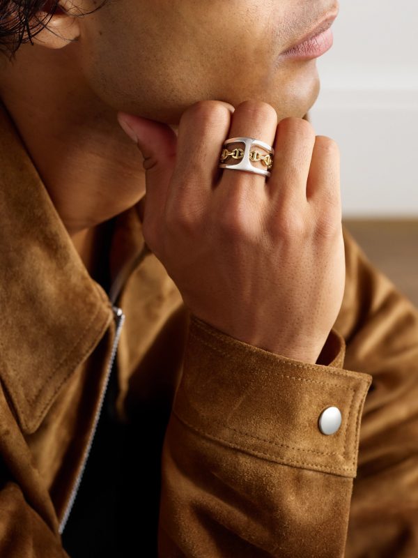 Phantom Clique Sterling Silver and 18-Karat Gold Ring - OU Phantom Clique Sterling Silver and 18-Karat Gold Ring - OU
