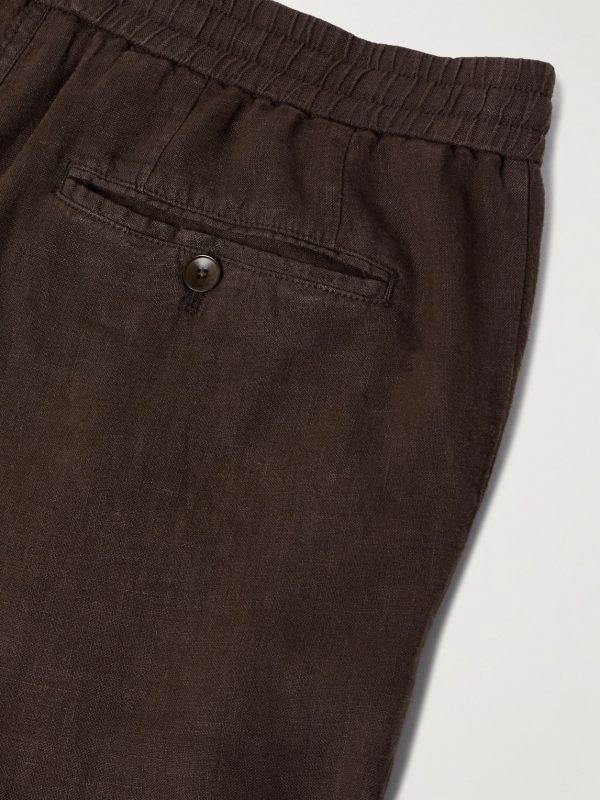 Edward Straight-Leg Garment-Dyed Linen Drawstring Trousers - CU Edward Straight-Leg Garment-Dyed Linen Drawstring Trousers - CU
