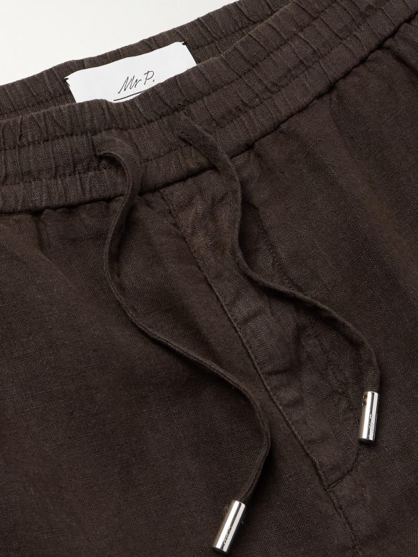 Edward Straight-Leg Garment-Dyed Linen Drawstring Trousers - E1 Edward Straight-Leg Garment-Dyed Linen Drawstring Trousers - E1