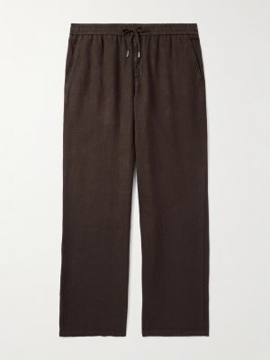 Edward Straight-Leg Garment-Dyed Linen Drawstring Trousers